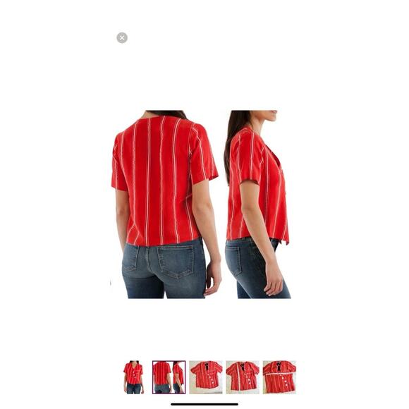 Kut From The Kloth Bianca Shirt Womens Striped Short Sleeve Oversized NWOT XL - Picture 2 of 10